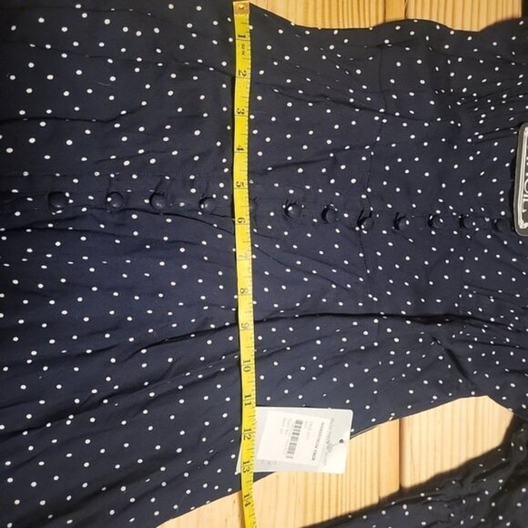 Angie Navy Blue Polka Dot Dress Long Sleeve Mid Length NWT Summer Spring Casual - Picture 7 of 9